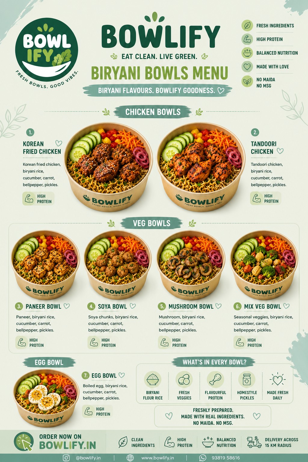 Bowlify Healthy Biryani Bowls — Chicken, Veg and Egg