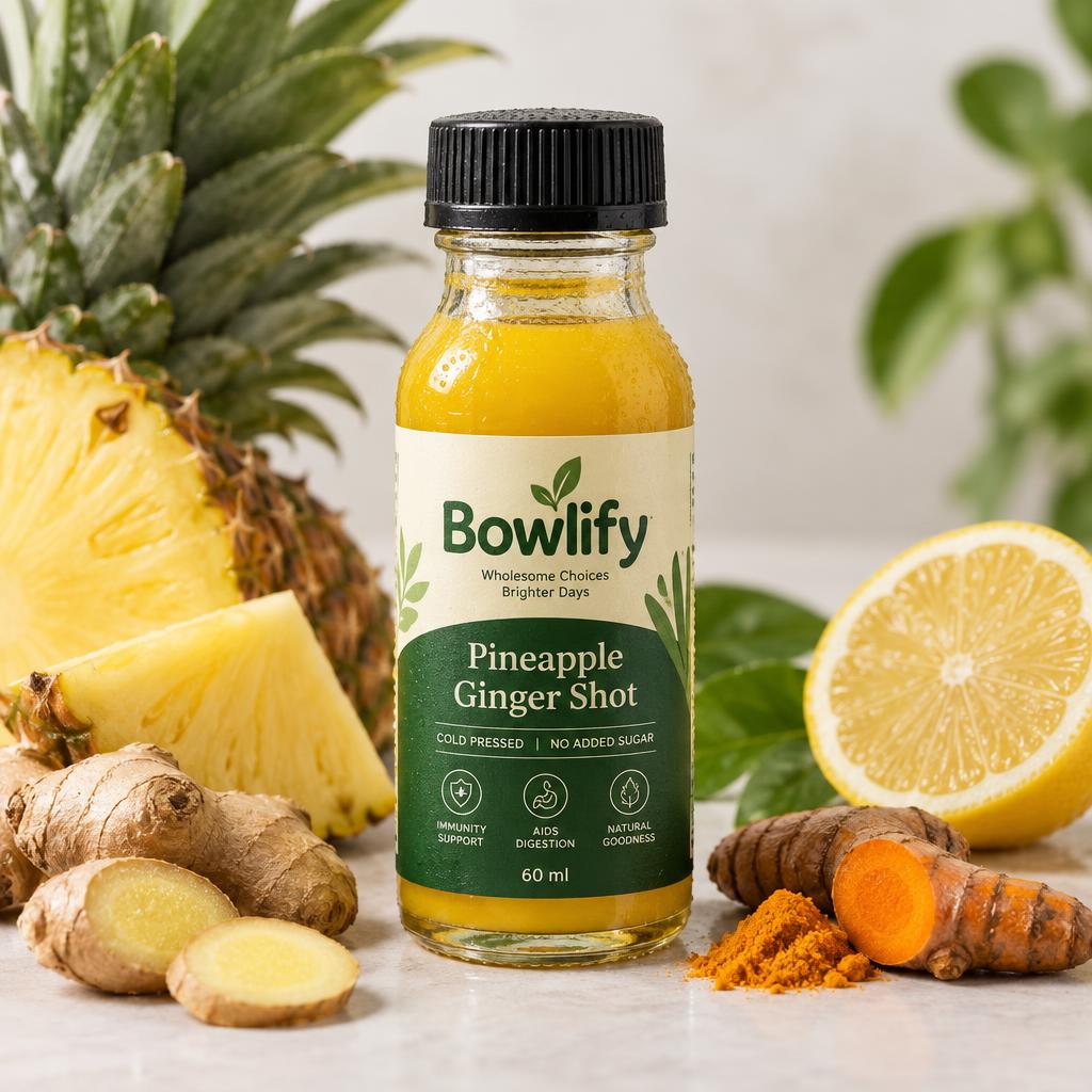 Bowlify Pineapple Ginger Shot, 60 ml wellness shot